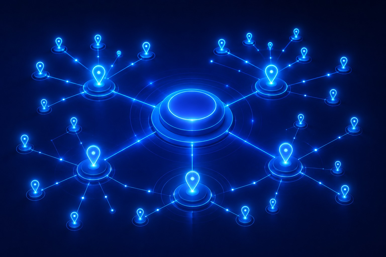 Real-time access monitoring showing location network with many connected access points